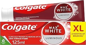 Max White Luminous Toothpaste 125ml, Teeth Whitening Toothpaste with Clinically Proven Formula that Removes Up to 100% of Surface Stains