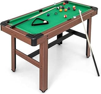 Pool Table, 48 Inch Wooden Billiard Tables with 16 Balls, 2 Cue Sticks, 2 Chalks and Brush, Snooker Table Mini Pool Table for Kids, Family, Party (Green)