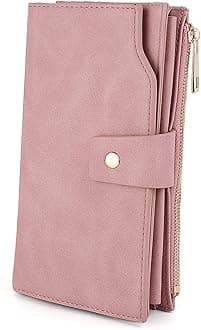 UTOWomen's RFID Blocking Large Capacity Vegan Leather Clutch Wallet 21 Card Slots Holder Organizer Ladies Veganrse with Wristlet