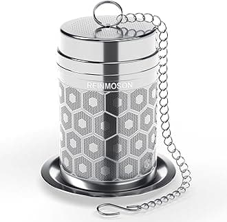 Tea Strainers for Loose Tea, Extra Fine Mesh Tea Infuser, 304 Stainless Steel & Updated Slim Threaded Lid, Loose Leaf Tea Steeper for Black Tea, Rooibos, etc