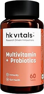 hk vitals Multivitamin Plus Probiotics (60 Tablets) | For Men and Women | Vitamin C, Vitamin B, Vitamin D, & Zinc, Supports Immunity and Gut Health