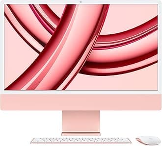Apple 2023 iMac All-in-One Desktop Computer with M3 chip: 8-core CPU, 8-core GPU, 24-inch Retina Display, 8GB Unified Memory, 256GB SSD Storage, Matching Accessories. Works with iPhone/iPad; Pink