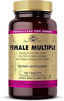 Female Multiple Tablets - Pack of 120 - to Support Healthy Blood Production and Fight Stress - with Vitamin B12, C, E, Iron and Zinc - Vegan