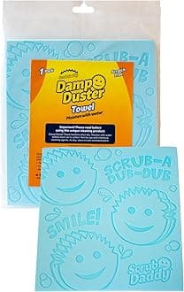 Scrub Daddy Damp Duster Towel Magical Dust Cleaning Sponge, Dusters for Cleaning, Venetian & Wooden Blinds Cleaner, Vents, Radiator, Skirting Boards, Mirrors, Dust Brush Tools, 1 Pack Blue