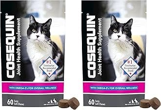 Nutramax Cosequin for Cats Joint Health Supplement, Contains Glucosamine for Cats, Plus Chondroitin and Omega-3s, Supports Joint and_Skin and Coat Health, Soft Chews, 60 Count (Pack of 2)