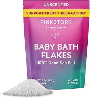 Pink Stork Baby Bath Flakes – Pure Magnesium Chloride Bath Soak for Infants + Toddlers – Fragrance-Free, Non-GMO, No Melatonin – Supports Bedtime Routine, Skin Comfort + Wellness – 16 oz