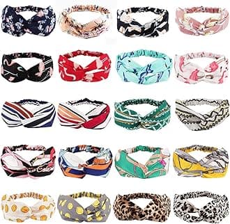 AHONEY 20 PACK Boho Headbands for Women Non Slip Fashion Headbands Floral Headbands Elastic Hair Bands Criss Twisted Head Wrap Beach Accessories for Women