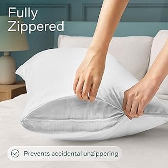 Niagara 2 Pack Waterproof Pillow Protectors Standard 20x26 Inches Smooth Zipper Premium Encasement Covers Quiet Cases Set White