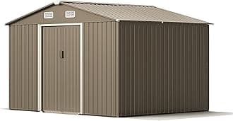 Gotland 10FT x 8FT Metal Storage Shed, Outdoor Storage Shed with Lockable Slide Doors & 2 Windows, Utility and Tool Shed with Slooping Roof for Garden, Backyard, Patio, Lawn