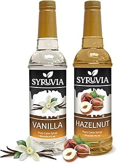 Syruvia Coffee Syrup Variety Pack - Vanilla & Hazelnut- Gluten-Free, Kosher, 25.4 fl oz Bottles - Enhance Your Coffee Experience with Premium Flavoring Syrups