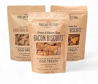 Portland Pet Food Company Healthy Dog Treats Variety 3-Pack - Grain-Free, Human-Grade, Gingerbread, Pumpkin and Bacon Dog Treats Multipack - Natural Dog Training Treats & Biscuits Made in the USA Only