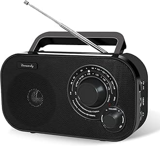 AM FM Portable Radio Plug in Wall or Battery Operated for Home & Outdoor, Strong Reception, Large Dial Easy to Use, Transistor Antenna, Headphone Jack, Small Gifts for Seniors Elderly
