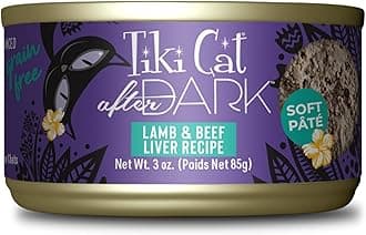 Tiki Cat After Dark Soft Pate, Lamb & Beef Liver, High-Protein and 100% Non-GMO Ingredients, Wet Cat Food for Adult Cats, 3 oz. Can (12 Count) (Packaging May Vary)