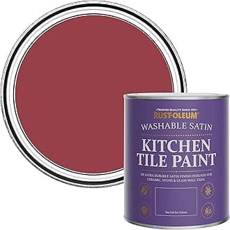 Rust-Oleum Red water resistant Kitchen Tile Paint in Satin Finish - Soho 750ml
