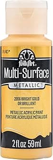 Plaid PE2966 Folk Art Multi-Surface Metallic Acrylic Paint, Bright Gold, 2 oz.