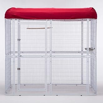 WONLINE Large Walk in Bird Cage, with Cover Top Parakeet Finch Budgie Conure Lovebird Aviary Pet House Heavy Duty White