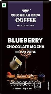 COLOMBIAN BREW COFFEE Blueberry Chocolate Mocha Instant No Sugar Vegan, 50g