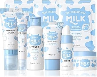 Milk Skincare Set, Milk Skin Care For Teens 10-12, 9 IN 1 Skin Care For Kids, Kids Skin Care Set For Girls Ages 8-12, Moisturizing & Gentle Skin Care For Kids Age 8-12, Skincare For GIrls10-12