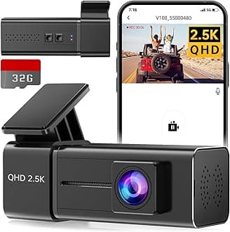 Dash Cam Front WiFi 2.5K 1440P Car Camera, Mini Dash Camera for Cars, Dashcams with App, Night Vision, 24H Parking Mode, G-Sensor, Loop Recording, 32G Card, Support 256GB Max