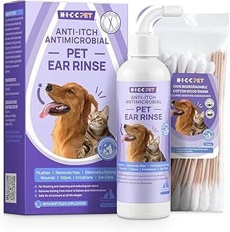 HICC PET Dog Ear Cleaner Solution Vet-Recommended Dog Ear Infection Treatment to Soothe Itchy & Inflamed Ear Drops for Dogs & Cats to Gently Removes Debris, Wax Buildup, Odor - 4 fl oz