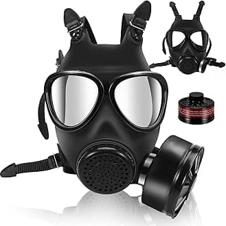 Full Face Gas Respirator Mask - Reusable Gas Masks with 40mm Activated Carbon Filter Against Gases/Dust/Organic Vapor/Fume for Halloween Cosplay, Chemicals, Car Spray, Painting, Industry, Welding