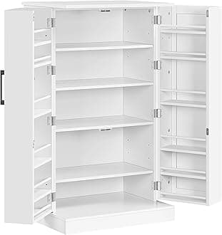 YaheetechKitchen Pantry Storage Cabinet, 41" Pantry Cabinets with Doors and 6 Adjustable Shelves, Freestanding Pantry Cupboard for Kitchen, Dinning Room, Living Room, Small Place, White