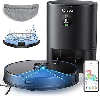 Laresar Robot Vacuum and Mop Combo, 3 in 1 Robotic Vacuum with 3.5L Self Emptying Station, Equipped with Lidar Navigation,Smart App Control, for Pet Hair/Floors/Carpets, L6 Pro, Black