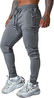 Mens Active Athletic Workout Jogger Sweatpants for Men with Zipper Pocket and Drawstring Size S-2XL
