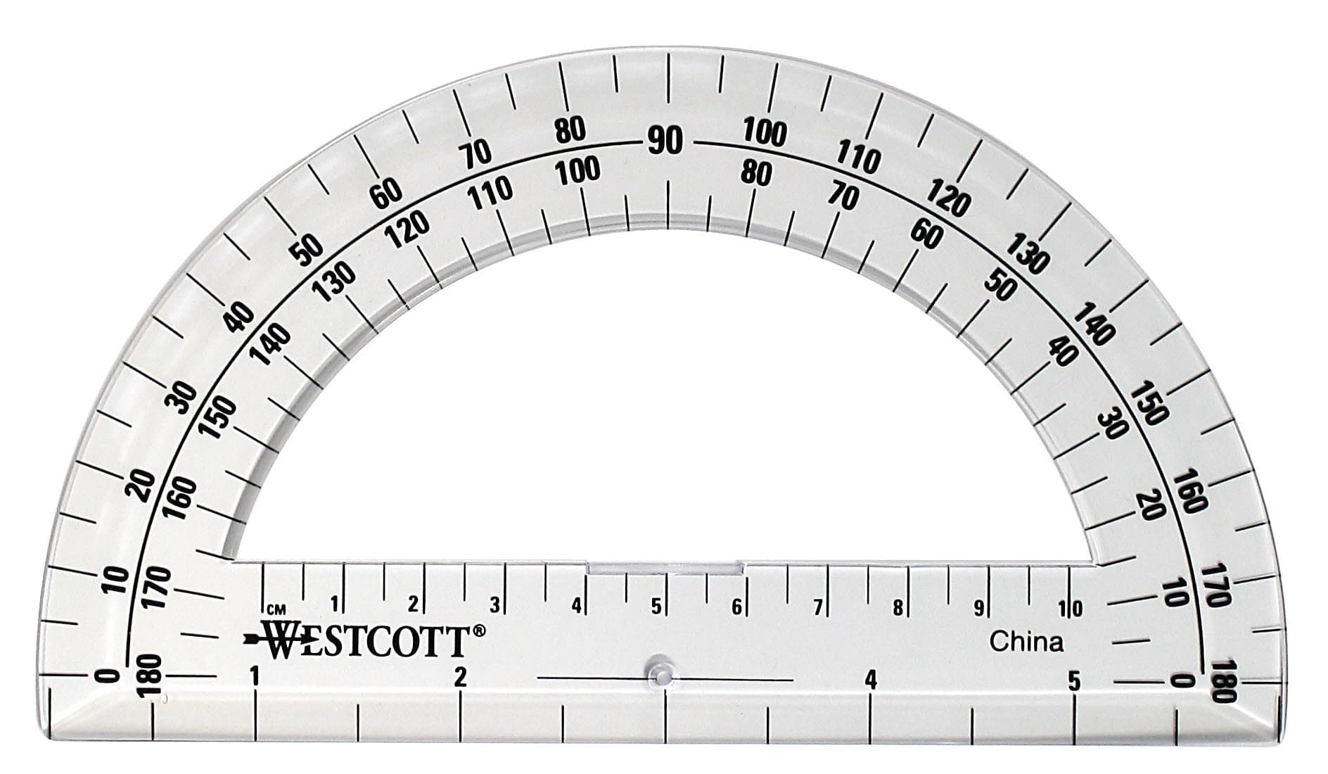 6-Inch Plastic 180 Degree Protractor, Clear