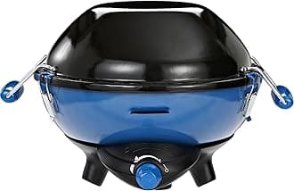 Party Grill 400 CV, Camping Stove and Grill, All-in-One Portable Camping BBQ, with Griddle, Grid and Pan Support, Lid Doubles as Wok, Blue