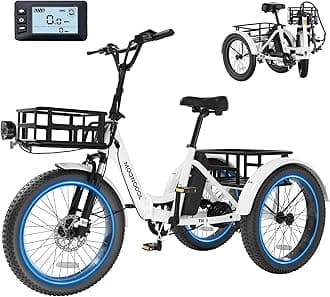 Electric Trike for Adults, 500W/750W 48V Electric Tricycle for Adults Peak Power 1500W, 20"x3.0" Fat Tire 3 Wheel Electric Bike, Folding Aluminum Adult Tricycle with Removable Battery