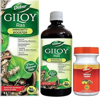 Dabur Giloy Juice Immunity Booster With Natural Source Of Antioxidants - 1 L & Dabur Triphala Churna Ayurvedic Remedy For Gastro Intestinal Health - 500g