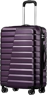Coolife Luggage Expandable Suitcase Luggage set PC ABS TSA Lock Spinner Carry on 3 Piece Sets, purple, S(20in_carry on)
