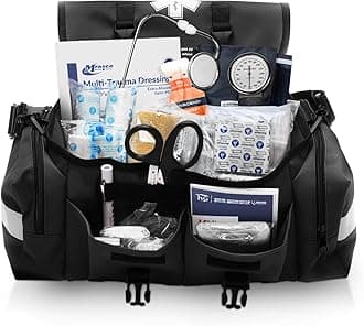 MFASCO Complete Emergency Response First Aid Kit Trauma Bag - 415 Piece Fully Stocked Supplies for Disaster Preparedness | for Business, Schools, Organizations, Groups, Home Safety (Reflective Black)