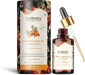 Wellwith by Ayuzera Sea Buckthorn Berry Oil 10ml | Face & Hair Serum | Nourishing Oil | Omega 3,6,7 & 9 | Collagen Boosting | Dull Skin & Fine Lines & Dark Spots | Smooth, Glowing Skin (Pack of 1)