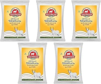 GAVYRATAN Pure & Premium Skimmed Milk Powder with Extra Protein 500Gm | Perfect for Making Tea & Coffee (Pack of 5)