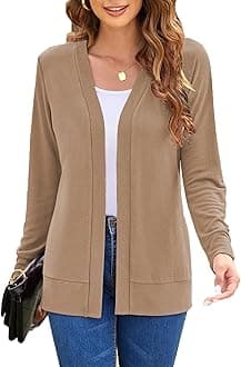 Womens Casual Lightweight Long Sleeve Cardigan Flowy Soft Open Front Knit Cardigan Sweaters