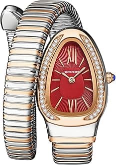 Snake Bracelet Watch for Women, Elegant Bangle Wrist Watch with Flexible Wrap Strap Design, Fashion Jewelry Style Quartz Watch, Adjustable Cuff Watch for Dress & Gift