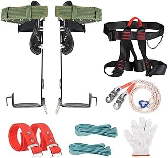 AMZGLORY Tree Climbing Spike, Tree Step Climbing Gear with Climbing Seat Belt and Multi-Functional Belt for Outdoor Jungle Survival Fruit Picking