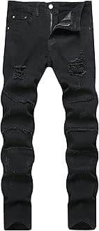 Men's Slim Fit Stretch Jeans Ripped Skinny Jeans for Men, Distressed Straight Leg Fashion Comfort Flex Waist Pants