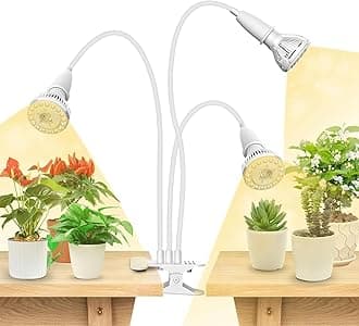 SANSI LED Grow Lights for Indoor Plants, 450W Full Spectrum Clip-on Gooseneck Grow Light with Ceramic Tech.,30W Plant Light with Optical Lens, Lifetime Free Bulbs Replacement White, No Timer
