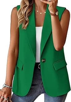 Mina Self 2025 Winter Women's Sleeveless Vest Blazer - Fully Lined Warm Fashion Casual Work Office Outerwear with Pockets