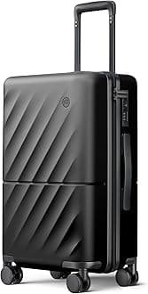 Carry On Suitcase, 20 Inch Carry-On Luggage with Double Spinner Wheels, Anti-Burst Zipper, Hard Case PC Suitcase Carry On, Lightweight Travel Luggage, TSA Approved (Onyx Black, Hudson)