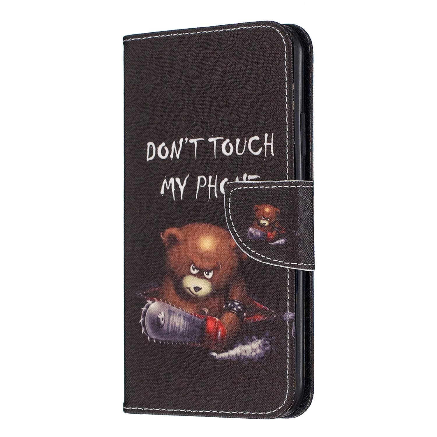 Huzhide iPhone 11 Pro Max Case 2019 6.5 Inch, PU Leather Wallet Phone Case Flip TPU Shockproof Shell Slim Fit Protective Cover for iPhone 11 Pro Max with Card Holder Magnetic Stand - Bear