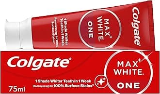 Colgate Max White One Toothpaste 75ml - teeth whitening toothpaste - clinically proven formula - removes up to 100% of surface stains - contains whitening accelerators - 1 shade whiter in 1 week