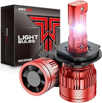 Torchbeam H4 9003 Bulbs, 1000% Super Brighter H4/HB2 Powersports Bulb, 6500K Cool White Fog Lights, IP68, 60000Hrs Lifespan, CanBus Ready, Plug-N-Play, Pack of 2