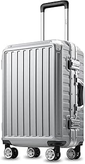 LUGGEX Luggage with Spinner Wheels, Polycarbonate Expandable Hard Shell Suitcase, Carry On 20 Inch, Silver
