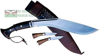 Authentic Knife - 13" Blade World War II 'The Survival Alive' Kukri Full Tang with Black Leather Sheath - Handmade by EGKH in Nepal - (Extra Large)