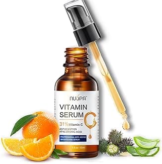 Anti-aging Anti Acne Serum Facial Serum Natural Vitamin C Serum for Face With Hyaluronic Acid, Vitamin E,Astaxanthin,Castor Oil Infused,Blemish, Reduce Wrinkles