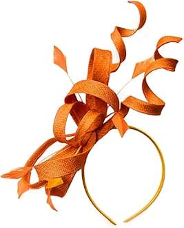 Caprilite Sinamay Headband Swirl Fascinator For Women Wedding Ascot Races (Orange)